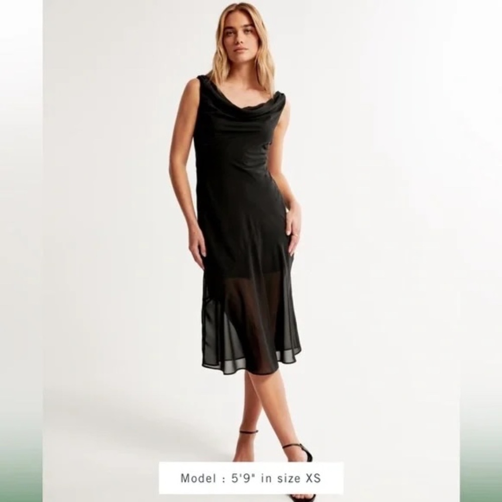 Abercrombie & Fitch Black Cowl Neck Midi Dress